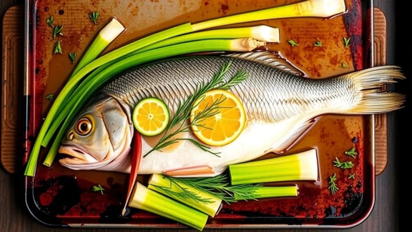 Fisk i ugn med purjolök