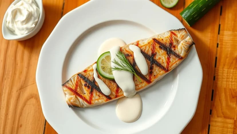 Kall sås till fisk med crème fraiche och bostongurka