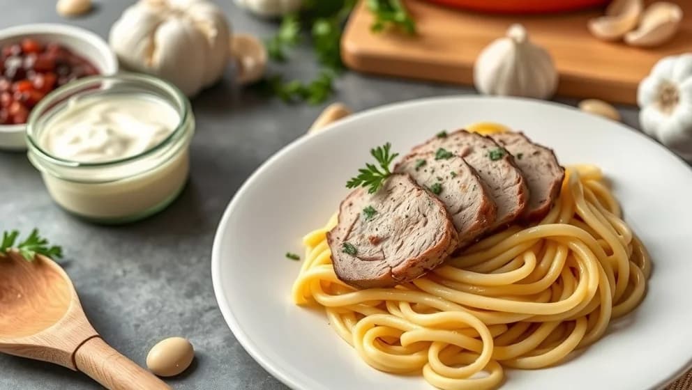 Krämig pasta med fläskfilé hemma