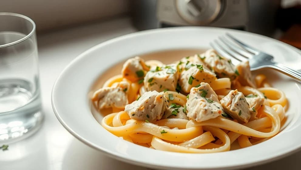 Kyckling med pasta och crème fraiche