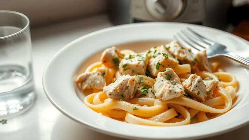 Kyckling med pasta och crème fraiche