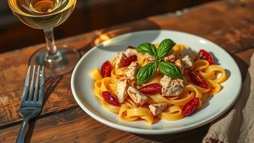 Kyckling pasta med soltorkade tomater