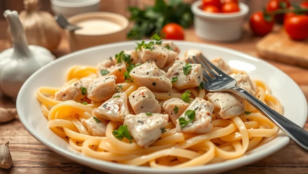 Lyxig pasta med kyckling på 30 minuter