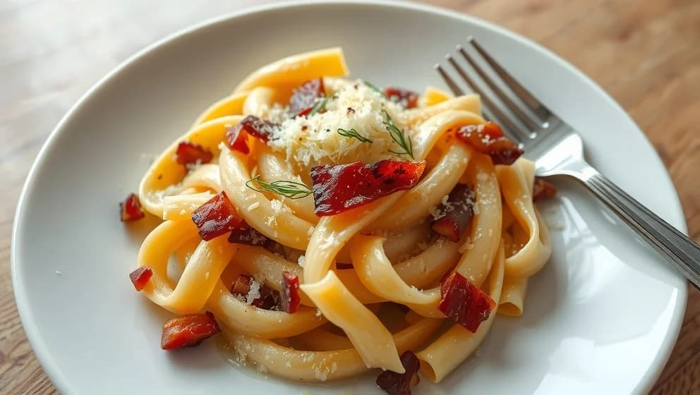 Pasta bacon grädde vitlök som smakar himmelsk