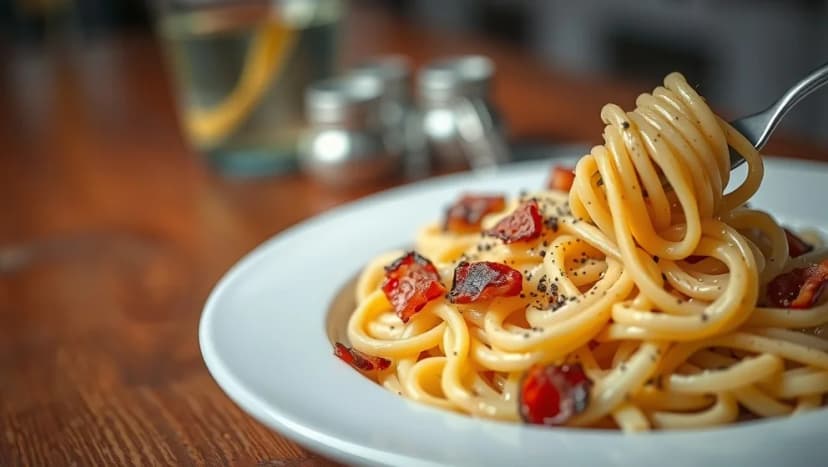 Bästa pasta carbonara med bacon hemma