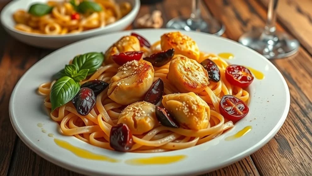 Pasta kyckling soltorkade tomater recept