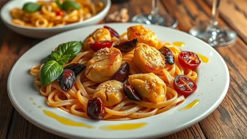 Pasta kyckling soltorkade tomater recept