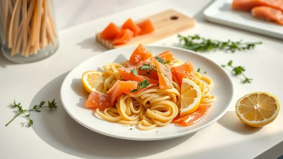Pasta med kallrökt lax på 20 minuter