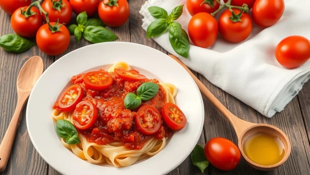 Pasta pomodoro med färska tomater hemma