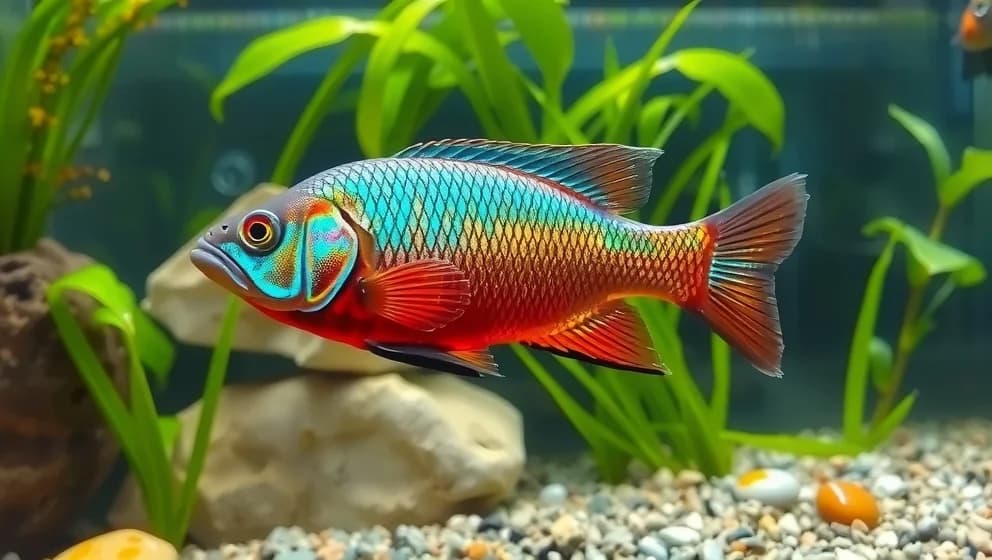 Regnbåge fisken som skiftar färg