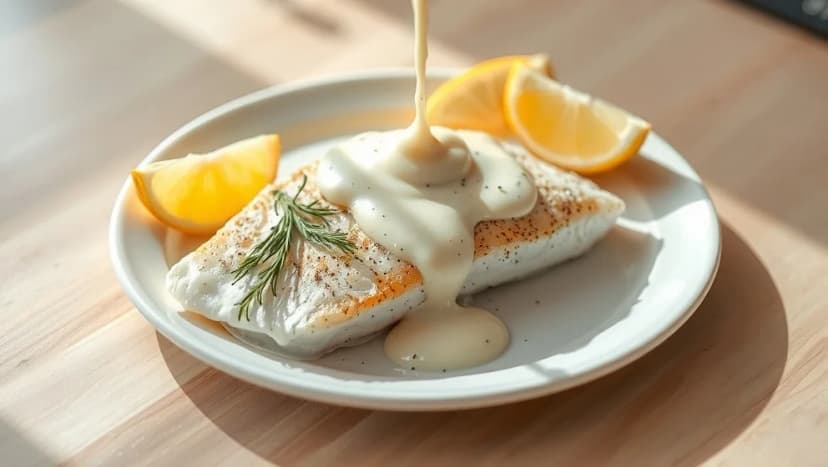Varm vit sås till fisk som smälter på tungan